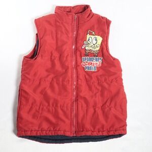 Vintage Nickelodeon Spongebob Weird Pants Red Puffer Boys Vest Sz 6